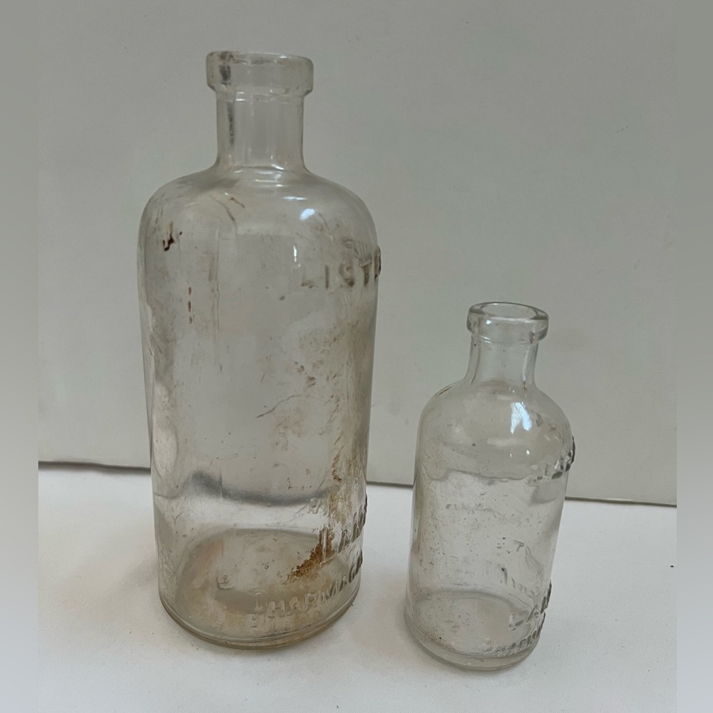 2  Vintage Listerine Glass Bottles Lambert Pharmacal Company Vintage No Top - Picture 9 of 12